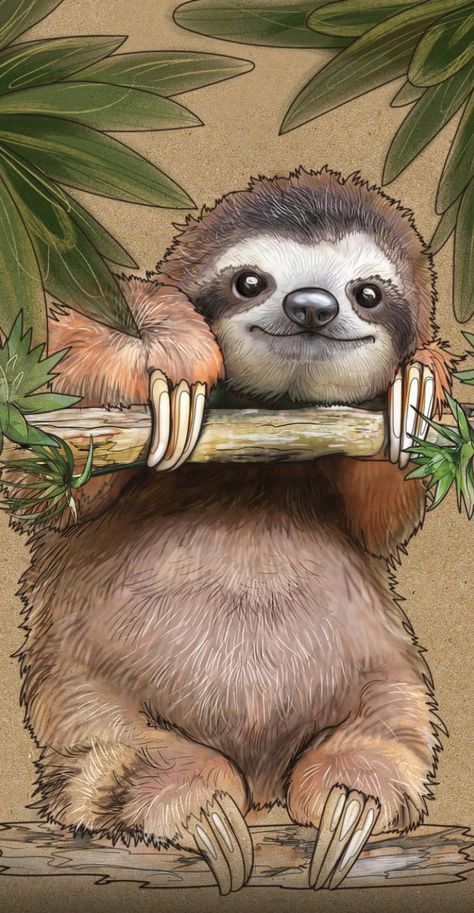 Pictures Of Sloths, Cute Sloth Pictures, Sloth Drawing, Sloth Tattoo, Creepy Creatures, Funny Characters, Sloth Art, A Sloth, Sloth Lovers