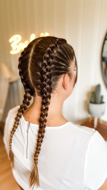 BRAIDED DAYS on Instagram: "Dutch braids for a cowboy party🤎 I only had a few seconds of footage due to no storage on my phone. So this was the best I could do 🫠 #braid #braids #braided #flette #fletter #braidideas #braiding #peinado #braidinspo #tranças #penteados #plait #tresse #trenza #trenzas #hair #hairstyle #hairdo #instahair #hairlove #hairoftheday #braidstyles #frenchbraid #dutchbraid #braideddays #behindthechar #howtobraid #braidtutorial #weddingupdo #flowerbraid" Two French Plaits, Dutch Plait Hairstyles, Duch Braids Hairstyles, Hair Styles Plaits, 2 French Plaits, Hair Plaits Ideas, Scalp Plaits, Knitting Photoshoot, Dutch Braids Black Hair