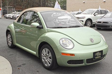 Example of Gecko Green paint on a 2009 Volkswagen Beetle convertible Mint Green Vw Beetle, Green Convertible Beetle, Volkswagen Beetle Convertible Green, Green Volkswagen Beetle Aesthetic, Green Volts Wagon Beetle, Green Buggy Car, Sage Green Beetle Car, 2009 Volkswagen Beetle Convertible, Dark Green Volkswagen Beetle