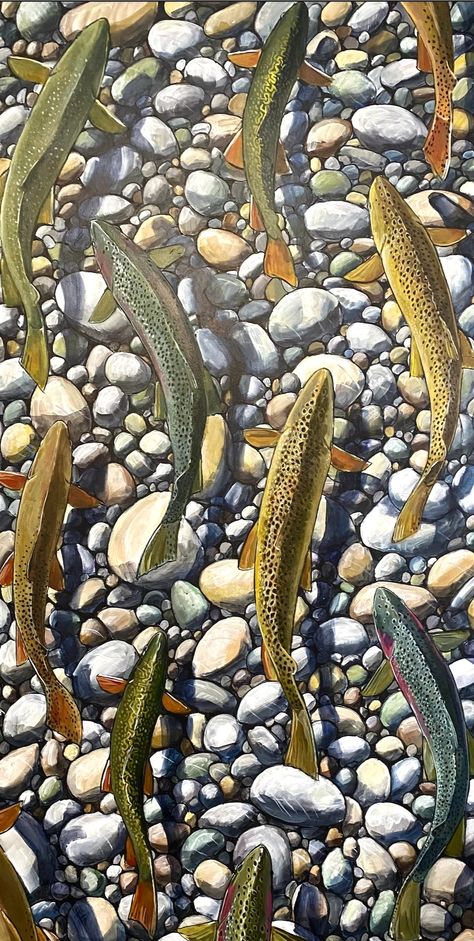 Fish Paintings and Flyfishing Art Trout Art, Fly Fishing Art, Canadian Dollars, Trout Fishing Tips, Fishing Art, Art Fish, Fly Fishing Flies Trout, True Gentleman, Fishing Quotes