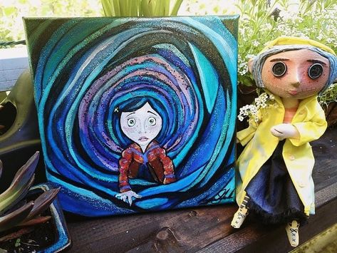 Coraline Tunnel Wallpaper, Coraline Door, Coraline Drawing, Creepy Movies, Coraline Art, Coraline Aesthetic, Spooky Movies, Diy Canvas Wall Art, Cute Canvas Paintings