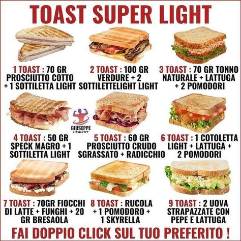 Toast Light, Giuseppe Healthy, Pasti Fit, Fat Foods, Big Meals, Idee Pasto Sano, Special Recipes, Light Recipes, Healthy Drinks