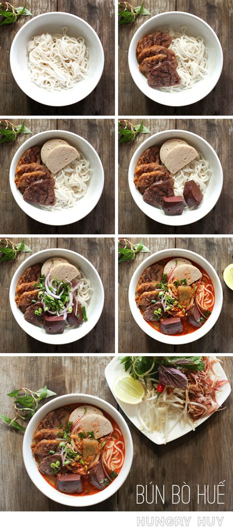 Bun Bo Hue Recipe, Asian Noodle Soup, Pork Noodle Soup, Bun Bo Hue, Pork Noodles, Beef Noodles, Asian Noodle, Vietnam Food, Spicy Soup