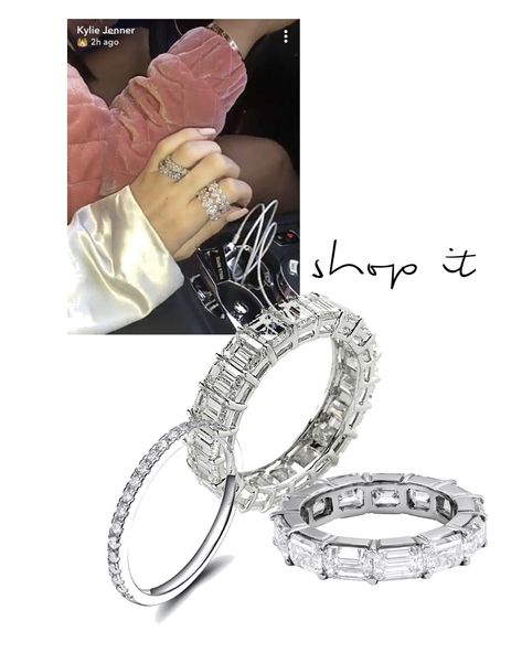 Shop the Look for Less- Luxe Eternity Band Ring seen on Kylie Jenner Kylie Jenner Wedding Ring, Kylie Jenner Bracelets, Cartier Love Bracelet Kylie Jenner, Kylie And Stormi Matching Rings, Kylie Jenner Jewllery, Kylie Jenner Jewelry, Kylie Jenner Rings, Kylie Jenner Jeans, Kylie Jenner Aesthetic