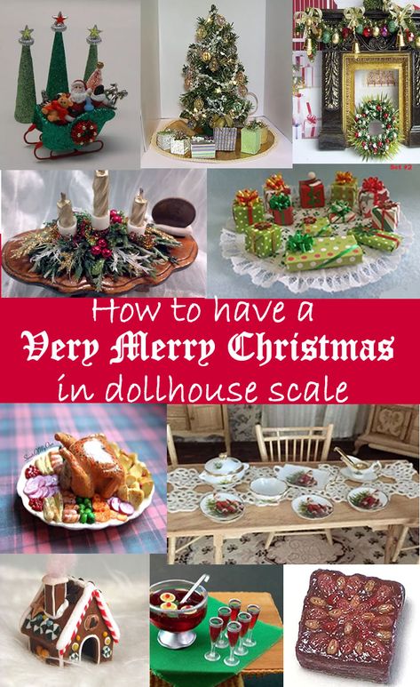 Have yourself a very Merry Little Christmas. In 1:12 scale dollhouse minature, of course! Here’s how you can decorate your dollhouse for Christmas, or make a Christmas roombox with all the trimmings. Your dolls should have their own dollhouse Christmas with all the trimmings! Here are some ideas to help you decorate your dollhouse or … … Continue reading → Diy Miniature Christmas Decorations, Decorating A Dollhouse For Christmas, Christmas Dolls House Ideas, Christmas Dollhouse Miniatures, Miniature Christmas Diy, Doll House Christmas Decorations Diy, Christmas Dollhouse Ideas, Diy Christmas Miniatures, Christmas Dollhouse Diy