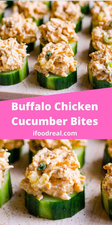 Creamy Buffalo Chicken, Healthy Appetizers Recipes, Cucumber Appetizers, Healthy Family Recipes, Healthy Party Food, Cucumber Slices, Cucumber Bites, Fresh Cucumber, Healthy Food Facts