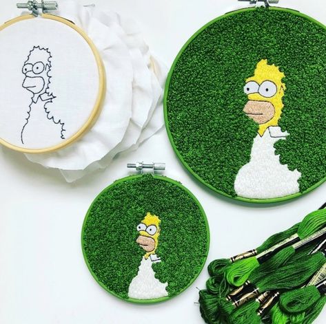 Fantastic Homer Simpson embroidery / Boing Boing Simpson Embroidery, Reaction Gif, Diy Embroidery Designs, Punch Needle Patterns, Diy Embroidery Patterns, Hand Embroidery Projects, Homer Simpson, Hand Embroidery Art, Embroidery Hoop Art