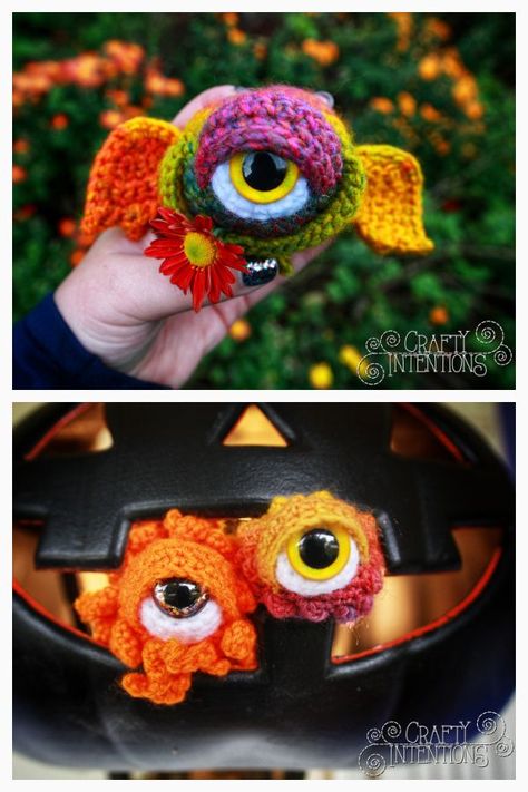 Spooktacular Eyeball Monsters Crochet Patterns for Halloween Crochet Beholder, Crochet Eyeball Pattern Free, Googly Eye Crochet, Crochet Eyes Free Pattern, Monster Crochet Pattern Free, Gothic Crochet Patterns Free, Creepy Crochet Pattern Free, Creepmas Decorations, Weird Crochet Patterns