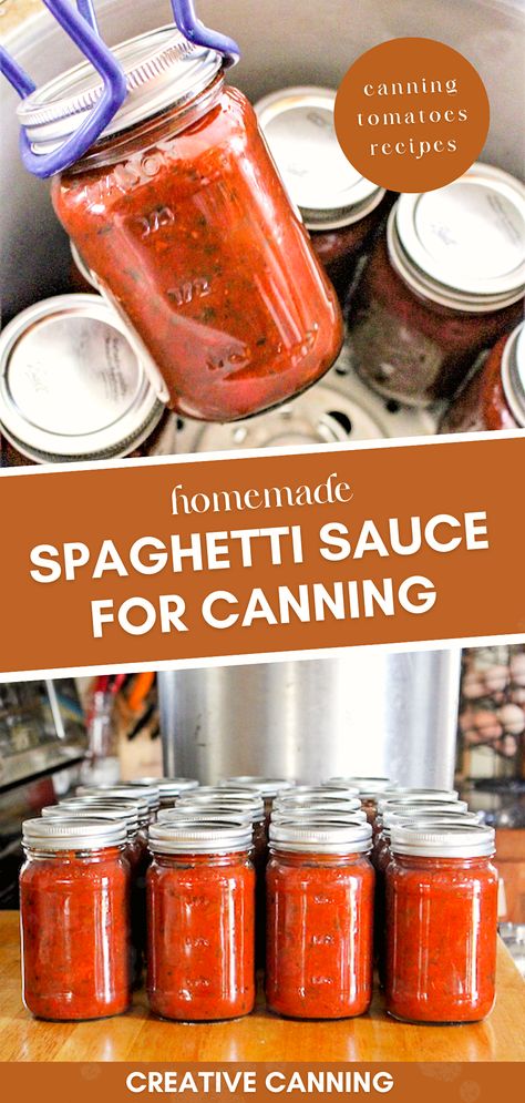 Ready to master the art of making homemade spaghetti sauce for canning? Our detailed canning tomatoes recipe covers every step of the process, from picking fresh tomatoes to mixing in aromatic spices, and eventually pressure canning your creation. By following our instructions, you'll have a delicious, perfectly preserved spaghetti sauce from scratch that's ready to accompany your favorite pasta anytime. Canning Pasta Sauce, Canning Spaghetti Sauce, Canning Homemade Spaghetti Sauce, Homemade Canned Spaghetti Sauce, Extra Tomatoes, Spaghetti Sauce From Scratch, Canning Tomatoes Recipes, Meals Without Meat, Canned Spaghetti Sauce