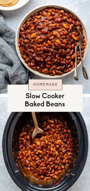 Baked Beans No Meat, Easy Baked Beans Canned, Baked Beans Recipe Crockpot, Crock Pot Baked Beans, Crockpot Baked Beans, Pescatarian Dishes, Simple Baked Beans Recipe, Baked Beans Crock Pot, Slow Cooker Baked Beans