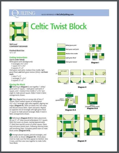 Irish Quilts, Irish Quilt Patterns, Irish Quilt, Celtic Quilt, Colchas Quilting, Mccalls Quilting, Quilt Modernen, Block Quilt, Quilt Block Patterns Free