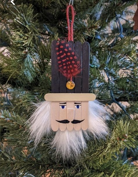 Christmas Popcical Stick Crafts, Popsicle Stick Nutcracker, 2023 Christmas Crafts, Diy Popsicle Stick Crafts Decor, Christmas Crafts With Popsicle Sticks, Kid Made Ornaments, Popsicle Ornaments, Popsicle Stick Sled, Popsicle Stick Christmas Ornaments