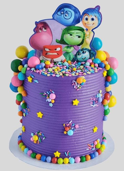 Inside Out Cake Design, Inside Cake Designs, Inside Out Bday Party, Inside Out 2 Cake Ideas, Inside Out 2 Birthday Cake, Inside Out Cupcakes, Inside Out 2 Cake, Inside Out Birthday Cake, Inside Out Birthday Party Ideas