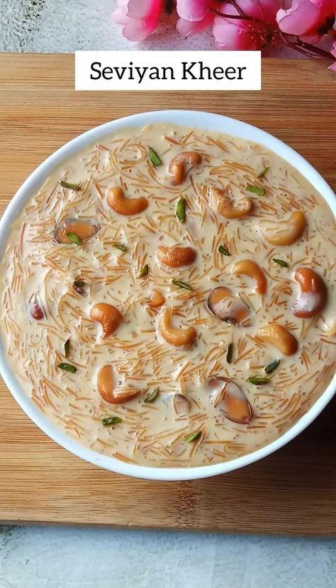 Seviyan Kheer Recipe 🤤😋 Ingredients:- - Add Desi ghee 4-5 tsp - Add Dry fruits - Roast it - Add Seviyan 1/2 cup - Roast it - Add Milk 1 l… | Instagram Seviyan Kheer, Easy Indian Dessert Recipes, Kheer Recipe, Desi Ghee, Breakfast Recipes Indian, Vegetarian Fast Food, Tastemade Recipes, Indian Cooking Recipes, Sweet Dishes Recipes