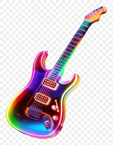 Guitar Icon Png, Neon Guitar, Guitar Png, Guitar Icon, Png Music, Music Neon, Rock Guitar, Light Music, 3d Render