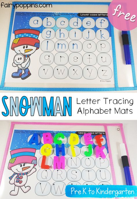 Alphabet Tracing Mats Winter Alphabet Letters Free Printable, Alphabet Centers Kindergarten, Kindergarten Alphabet, Upper Case Letters, Alphabet Centers, Winter Printables, January Activities, Winter Unit, Preschool Winter