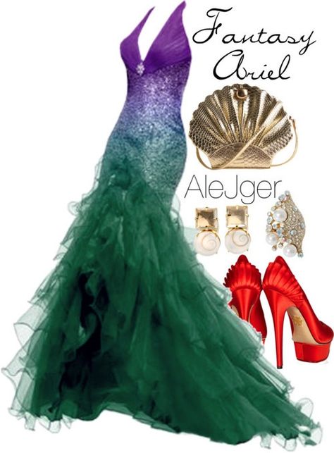 Change the shoes to purple or green, add green or purple clutch, second wedding dress??? Disney Prom, Mermaid Locket, Play Dress Up, Disney Inspired Fashion, Create Account, Disney Bound Outfits, Disney Inspired Outfits, Mermaid Inspired, Disney Fashion