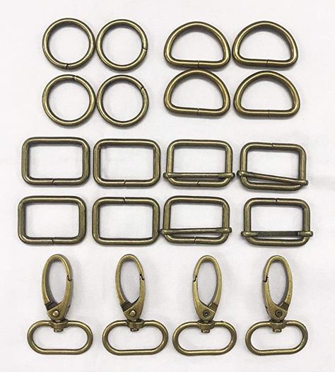 AMORNPHAN 20 Pcs 1" Inner Length Metal Sliding Bar Tri-Glides, D Ring Semi-Circular, O Rings, Rectangle Buckle Ring and Oval Ring Lobster Clasp Claw Swivel for Strap Hardware Bags (4Each) (Bronze) : Arts, Crafts & Sewing Rings Rectangle, Buckle Ring, Buckle Bags, Slide Bar, Yoga Help, Oval Ring, Oval Rings, Crafts Sewing, D Ring