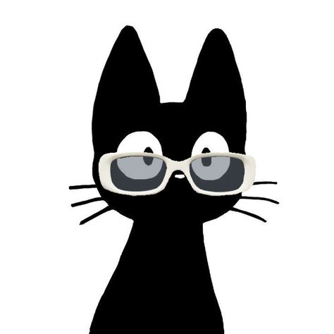 Black cat with glasses pfp funny Pfp With Glasses On, Glasses Pfp Cartoon, Cat With Glasses Pfp, Girl With Glasses Pfp, Gmail Pfp, Black Cat With Glasses, Pfp With Glasses, Nerd Pfp, Pfp Glasses