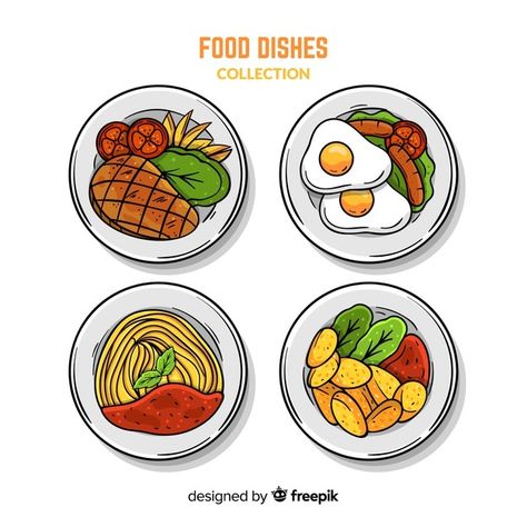 Paper Doll Food, Dish Collection, Drawn Food, Sun Drawing, Food Drawings, Food Template, Banner Design Inspiration, Food Banner, Food Clipart