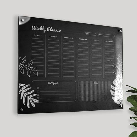 Color Stained Wood, Acrylic Wall Calendar, Memory Planning, Weekly Family Planner, Laser Engraved Acrylic, Dry Erase Board Calendar, Planner Board, Calendar Board, Engraved Acrylic