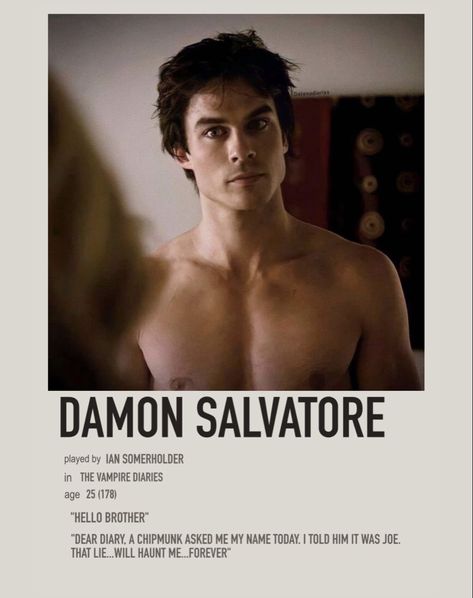 Damon Salvatore Pictures, Love Sentences, Hello Brother, Polaroid Poster, Ian Somerhalder, Damon Salvatore, Chipmunks, Dear Diary, Vampire Diaries