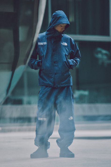 The North Face Defies Logic With Denim GORE-TEX Capsule Canadian Tuxedo, Mountain Jacket, Winter 2023, Mixing Fabrics, Gore Tex, Logic, The Collection, North Face, Parka