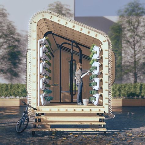 This tiny home was designed to facilitate micro living in expensive cities! | Yanko Design Metal Cladding, Micro House, Yanko Design, Design Competitions, Affordable Housing, Tiny House Design, Architectural Inspiration, Porch Swing, Contemporary House