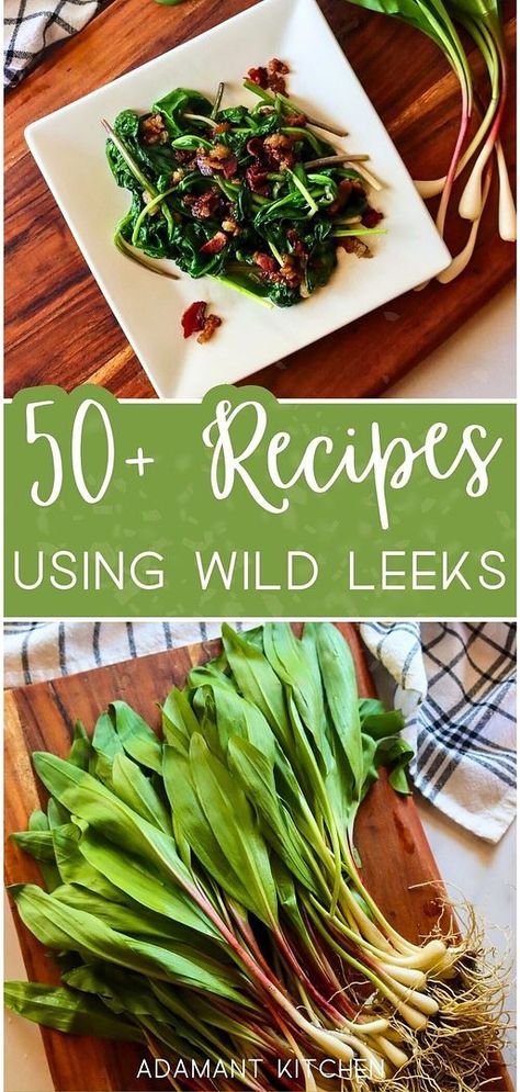 Discover the joy of foraging with over 50 recipes using wild leeks. Ramps, a spring favorite, are at the heart of these healthy and real food recipes. Perfect for those looking to add more wild foods to their diet. These dishes prove that foraging and good eating go hand in hand. From pickled ramps to wild ramp pesto! Find more spring foraging recipes, wild food foraging, and foraging for food at adamantkitchen.com. Ramp Recipes, Spring Foraging, Wild Leeks, Pickled Ramps, Hot Pepper Relish, Ramp Pesto, Food Foraging, Food Recipes Healthy, Leek Recipes