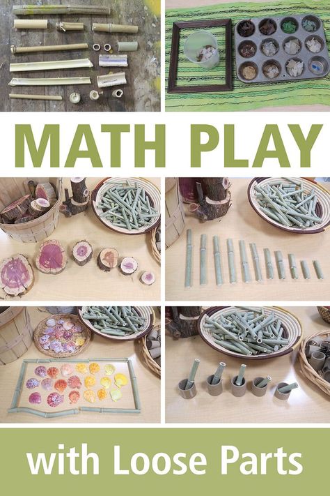 Loose Part Construction Area, Reggio Emilia Math Preschool, Preschool Math Provocations, Early Years Numeracy Activities, Loose Parts Preschool Provocations, Math Skills For Preschoolers, Early Years Numeracy, Reggio Inspired Maths Area, Reggio Small Group Activities