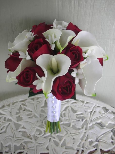 Throwing Bouquet, Lilies White, Lily Bridal Bouquet, Tamborine Mountain, Prom Bouquet, Red And White Weddings, Calla Lily Bouquet, Red Bouquet Wedding, Blush Bouquet