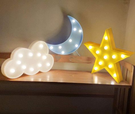 Crescent Moon Light, Light Room Decor, Star Bedroom, Cloud Night Light, Space Themed Bedroom, Led Night Lights, Cloud Decoration, Cloud Lamp, Decorative Night Lights