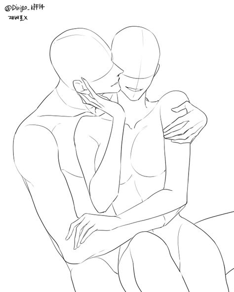 Drawing Body Base Couple, Man And Woman Pose Reference Drawing, Couple Referance Pose, Love Art Reference Drawing, 2 Person Anime Poses, Big Hands Reference, Couple Figure Drawing, Person With Arm Around Someone Reference, Anime Poses Reference Full Body Couple