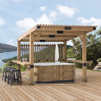 Hot Tub Privacy, Hot Tub Pergola, Hot Tub Patio, Outdoor Hot Tub, Hot Tub Gazebo, Patio Grill, Steel Pergola, Pergola Aluminium, Grill Gazebo