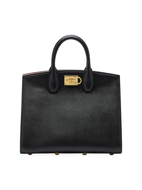 Shop Salvatore Ferragamo Studio Leather Top Handle Bag | Saks Fifth Avenue Ferragamo Bag, Ferragamo Handbags, Black Candy, Studio Bag, Ferragamo Shoes, Box Bag, Super Cool, Leather Top, Kate Spade Top Handle Bag