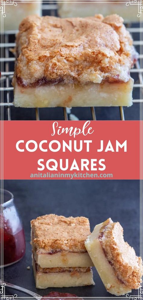 Jam Squares, The Best Monster Cookie Recipe, Brown Sugar Meringue, Shortbread Squares, Cookie Base Recipe, Holiday Dessert Recipes Easy, Shortbread Bars Recipes, Easy Holiday Dessert, Easy Meringues