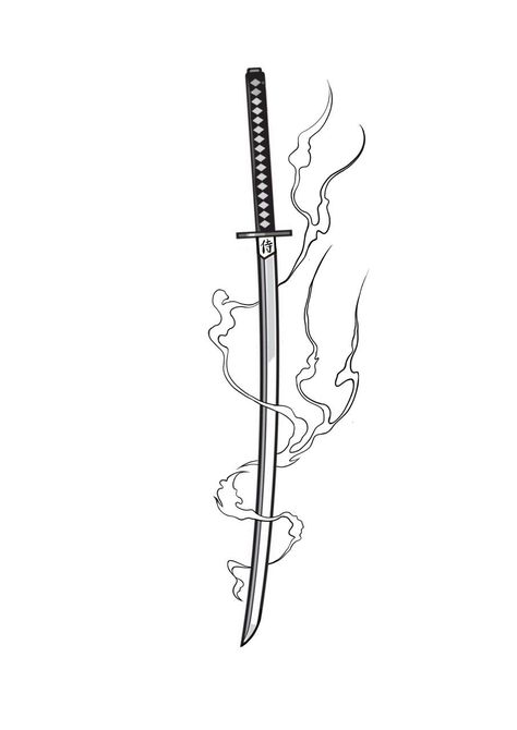 Enma Zoro Swords Tattoo, Samurai Swordsman Tattoo, Sekiro Tattoo Design, Japanese Small Tattoo, Sekiro Tattoo, Side Tattoos For Men, Katanas Japonesas Tattoo, Simple Tattoos For Guys, Samurai Tattoo Design