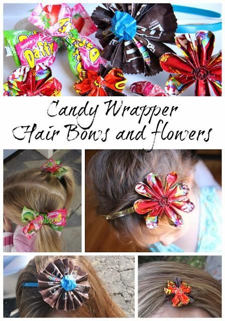 Candy Wrapper Flowers.... Good idea to keep in mind for after Halloween! Sweet Wrappers, Candy Girls, Leftover Halloween Candy, Candy Sweet, Candy Wrapper, Candy Crafts, Crafts And Diy, Bee Crafts, Candy Bouquet