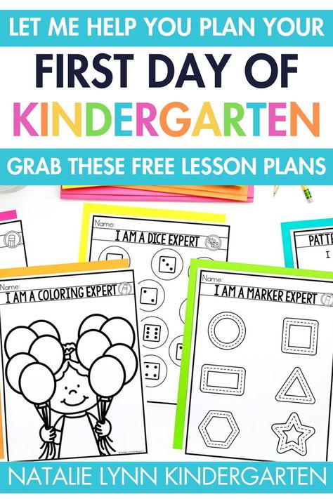 Let me help you plan a great first day of kindergarten with free first day of school lesson plans, first day of school tips, and the best resources for the first day in your kindergarten classroom. These kindergarten ideas and activities include how to start the day in your kindergarten classroom, morning bin ideas, circle time activities, how to teach routines and procedures in kindergarten, first day of kindergarten lesson plans, and end of the day activities for your first day of kindergarten First Day Of School Activity Kindergarten, Getting To Know You Kindergarten, First Week Of School Ideas Kindergarten, Beginning Of School Kindergarten, First Week Activities Kindergarten, 1st Day Of Kindergarten Activities, First Week Of Kindergarten Lesson Plans, Kindergarten Beginning Of The Year Ideas, Beginning Of Kindergarten Activities