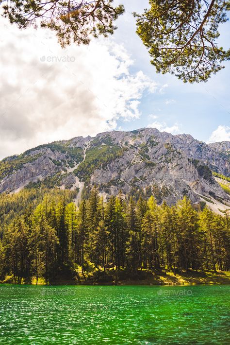 Gruner See, Austria Peaceful mountain view with famous green lake in Styria. Turquoise green color by IciakPhotos. Gruner See, Austria Peaceful mountain view with famous green lake in Styria. Turquoise green color of water. Travel d... #Sponsored #view, #famous, #green, #mountain Gruner See Austria, Turquoise Green Color, High Mountain, Salzburg Austria, Green Lake, Green Mountain, Turquoise Green, Mountain View, Graphic Design Inspiration