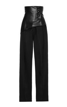 High-Rise Faux Leather Corset Pants by ALEKSANDRE AKHALKATSISHVILI for Preorder on Moda Operandi Pants With Corset, Celana Jogger Wanita, Corset Pants, Leather Corset, Mode Kpop, Leather Trousers, Moda Vintage, Faux Leather Pants, Kpop Fashion Outfits