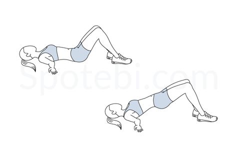 Glute bridge exercise guide with instructions, demonstration, calories burned and muscles worked. Learn proper form, discover all health benefits and choose a workout. http://www.spotebi.com/exercise-guide/glute-bridge/ Spotebi Workout, Equipment Exercises, Bridge Exercise, Basic Exercise, Glute Building, Hip Flexor Exercises, Bridge Workout, Strength Exercises, Home Exercise Program