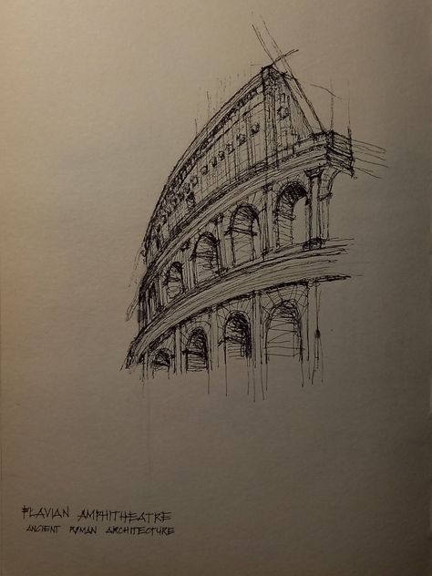 Colosseum Sketch Architecture, Ancient Greek Architecture Drawing, Roman Statue Drawing, Greek Architecture Drawing, Colosseum Sketch, Northern Lights Painting Watercolors, Colosseum Drawing, Felix Tattoo, Rome Drawing