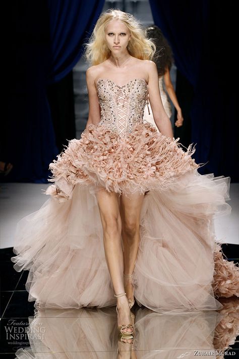 Zuhair Murad Couture Fall/Winter 2010-2011 - Belle the Magazine . The Wedding Blog For The Sophisticated Bride Ellie Saab, White Cocktail, Pink Wedding Dress, Naeem Khan, Couture Mode, فستان سهرة, Dior Couture, Zuhair Murad, Dresses Lace