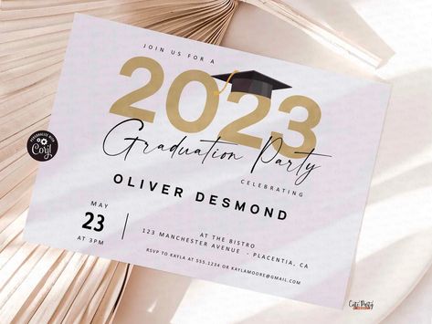 Senior Ads, Minimalist Calligraphy, Graduation Party Invitations Templates, Minimalist Invitation, Invite Card, Graduation Invitations Template, Graduation Party Invitation, Graduation Invitation, Digital Invite