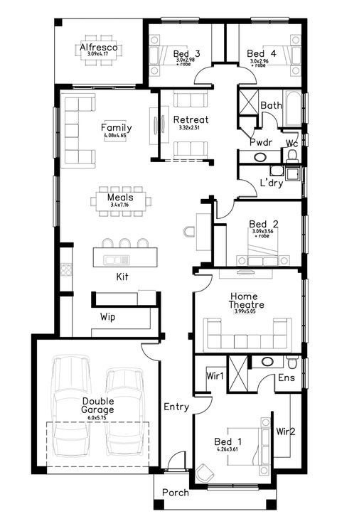 Small House Design Floor Plan, Energy Efficient House Plans, Single Story House Floor Plans, House Plans Australia, Single Storey House Plans, Round House Plans, 5 Bedroom House Plans, Bungalow Floor Plans, Basement House Plans