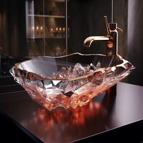 Spiderman Oc, Bathroom Inspo Interior Design, Crystal Bathroom, Luxury Mansions Interior, Easy Coffee Recipes, Unique Furniture Design, Creative Bathroom, Glass Sink, House Arch Design