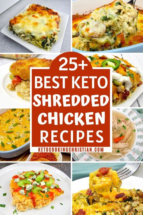 25+ Best Keto Shredded Chicken Recipes Shredded chicken is excellent for weekly meal prep recipes. In this collection of the best shredded chicken recipes, your family's new favorite is waiting!  #ketochickenrecipes #lowcarbchickenrecipes #ketochickencasseroles Keto Shredded Chicken Recipes, Chicken Recipes Shredded, Best Shredded Chicken Recipes, Keto Shredded Chicken, Weekly Meal Prep Recipes, Best Shredded Chicken, Gluten Free Chicken Broth, Low Carb Chicken Casserole, Recipes Using Rotisserie Chicken