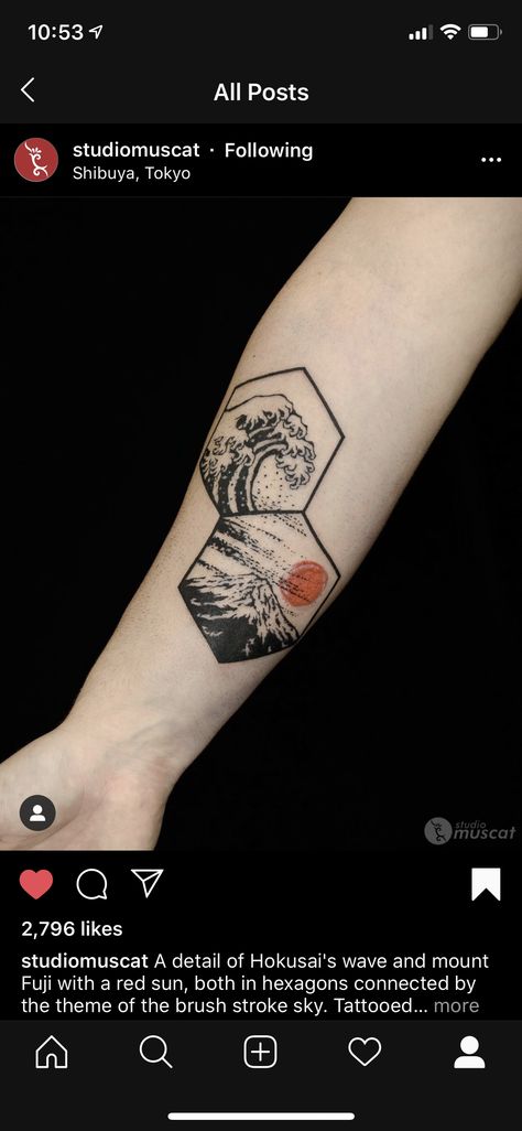 Tori Gate Tattoo, Mount Fuji Tattoo, Mt Fuji Tattoo, Hokusai Tattoo, Jojo Tattoo, Japanese Sun Tattoo, Tattoo Triangle, Tori Gate, Night Tattoo