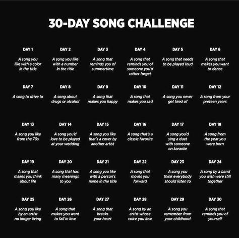 To get some fun, to remind the songs we forget, to refresh the songs we used to like Song Questions, Editing Challenge, 30 Day Music Challenge, Scary Movies To Watch, Music Lists, Music Challenge, Challenges Funny, 30 Day Song Challenge, Journal Questions